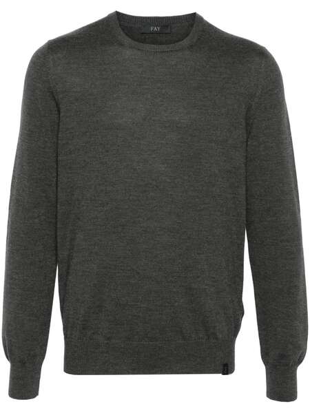  Fay Round-neck Virgin Wool Sweater - Grey 
