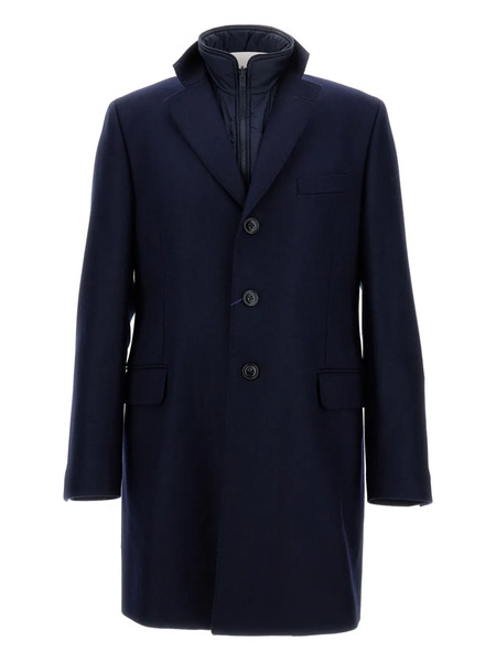  Fay Three-button Detachable-collar Coat - Blue 