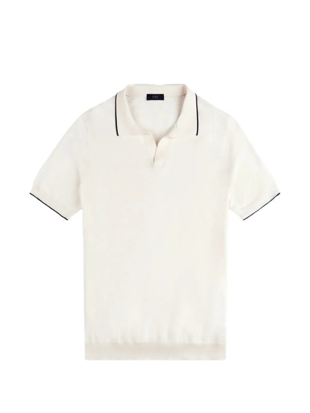  Fay V-neck Piping T-shirt - Neutrals 