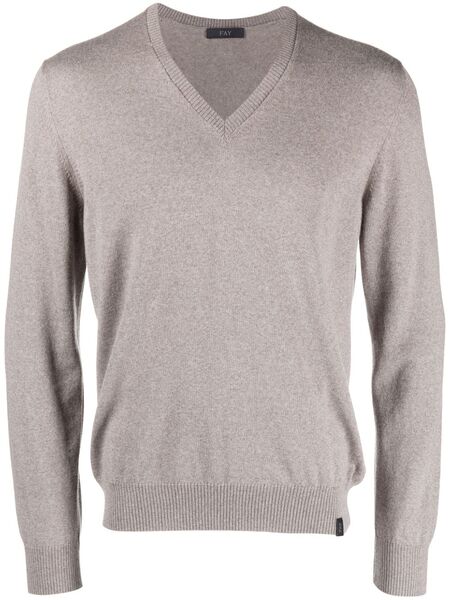  Fay V-neck Wool Sweater - Neutrals 