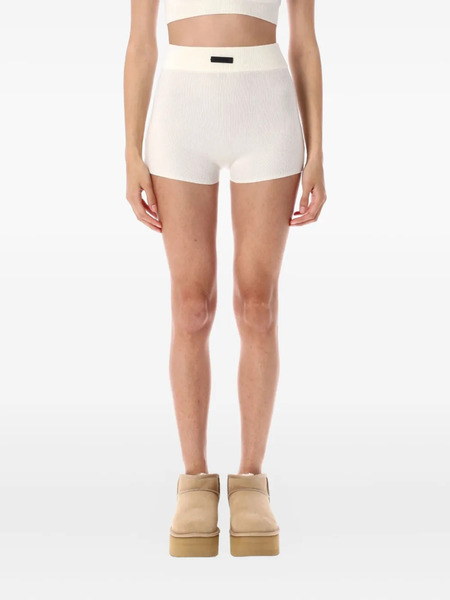  Fear Of God Essentials Logo-patch Ribbed Biker Shorts - Neutrals 