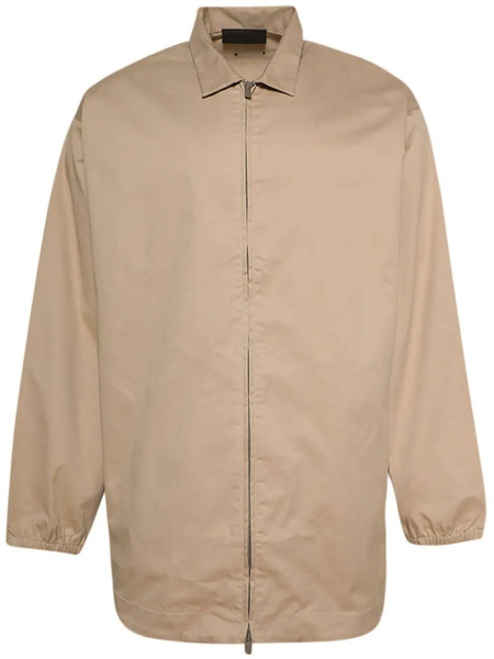  Fear Of God Essentials Logo-patch Zip-up Shirt Jacket - Neutrals 