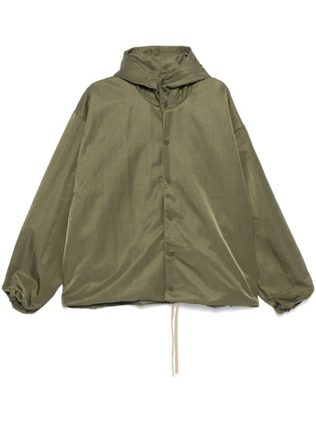  Fear Of God Essentials Textured Nylon Hooded Coaches Jacket military - Green 