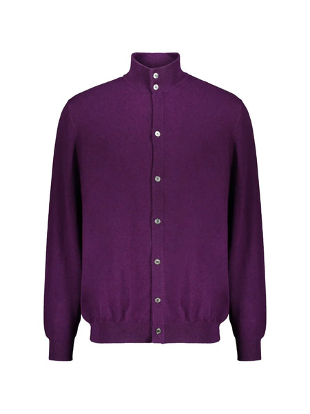  Fedeli Button High-neck Cardigan - Purple 