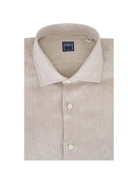  Fedeli Button Stripe Shirt - Neutrals 