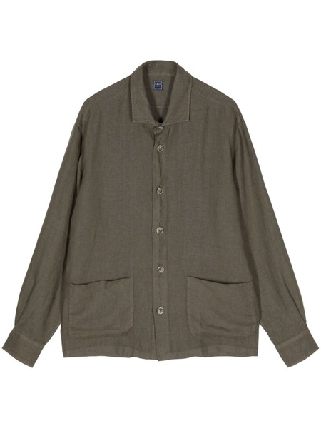  Fedeli Button-up Linen Shirt - Green 