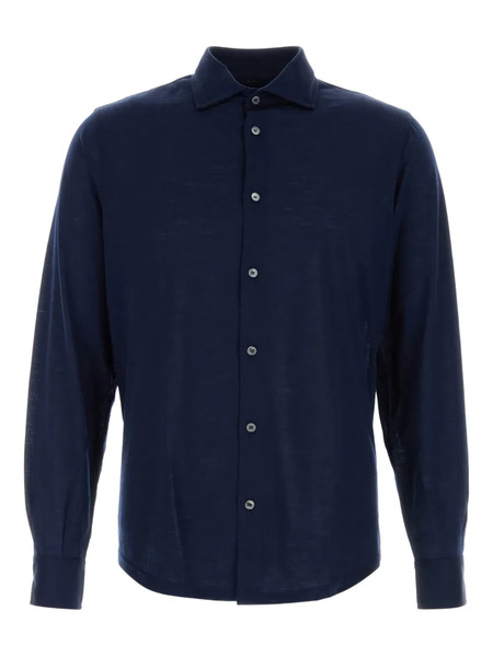  Fedeli Buttoned-front Wool Shirt - Blue 