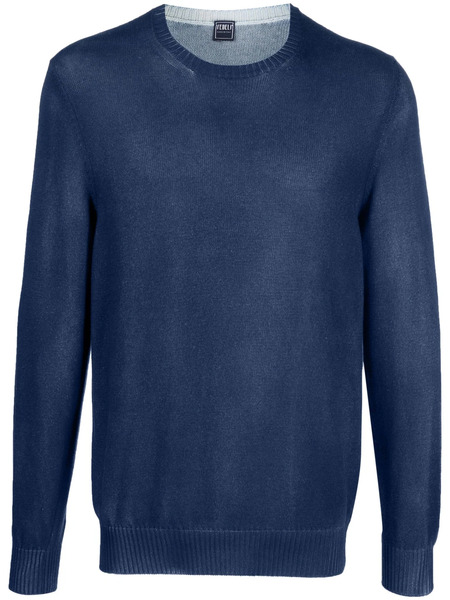  Fedeli Crew-neck Cotton Jumper - Blue 