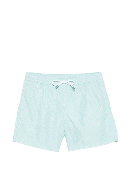  Fedeli Drawstring Patterned Swim Shorts - Blue 