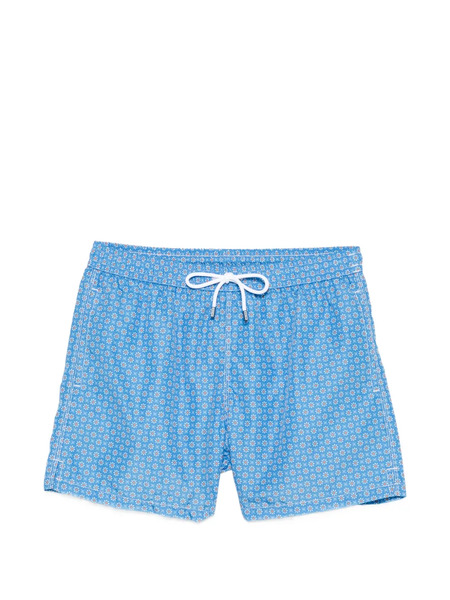  Fedeli Drawstring Print Swim Shorts - Blue 