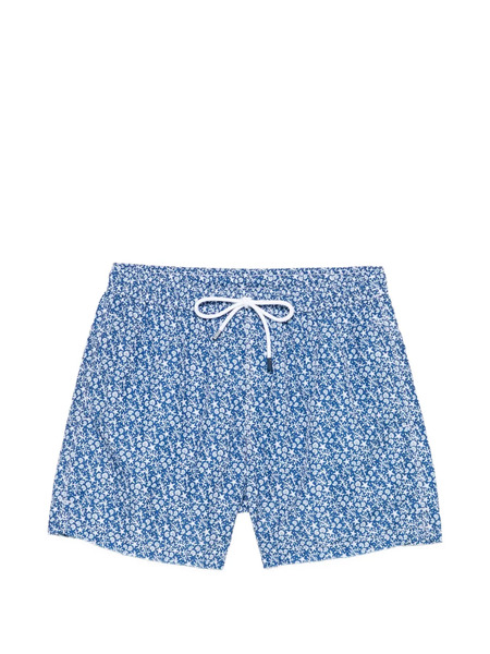  Fedeli Drawstring Printed Swim Shorts - Blue 