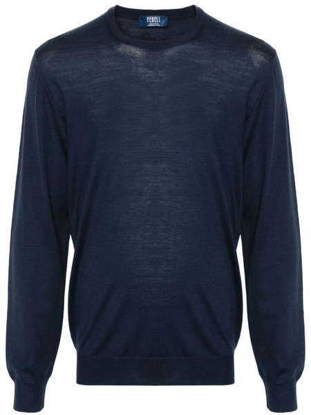  Fedeli Fine-knit Virgin-wool Jumper - Blue 