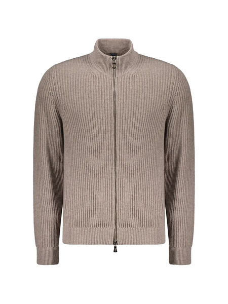  Fedeli Front Zip High Collar Cardigan - Neutrals 