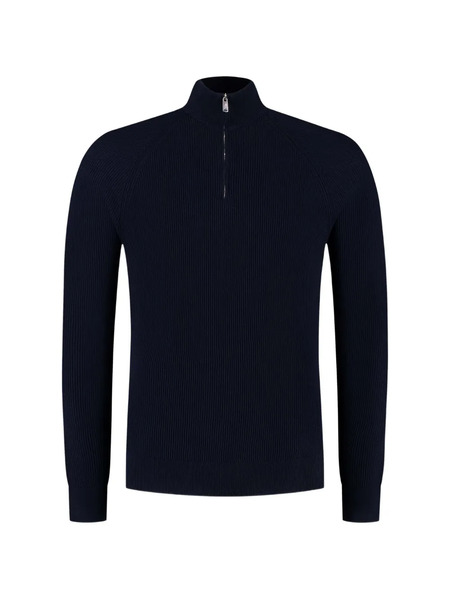  Fedeli Half-zip Ribbed-knit Sweater - Blue 