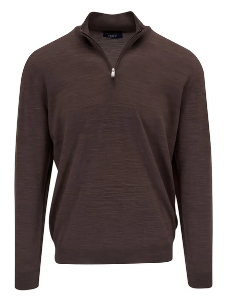  Fedeli Half-zip Wool Sweater - Brown 