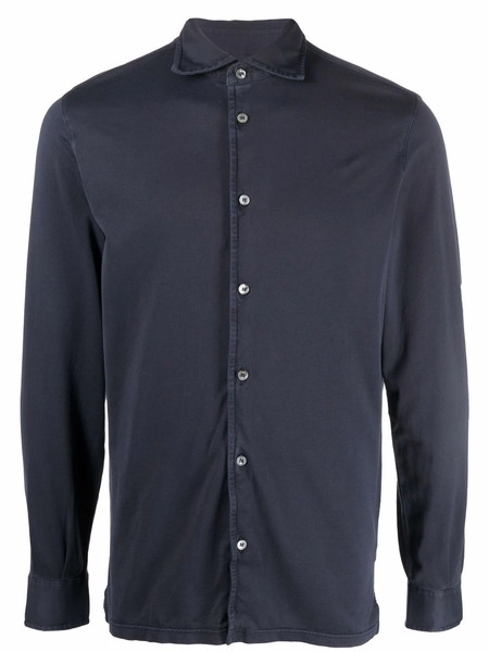  Fedeli Jersey Button Down Shirt - Blue 