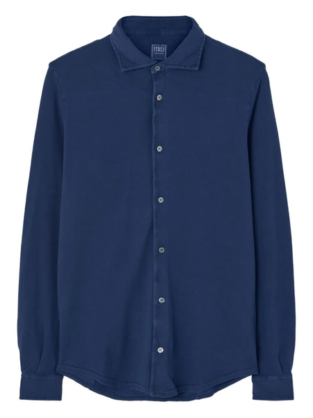  Fedeli Long-sleeve Button-fastening Shirt - Blue 