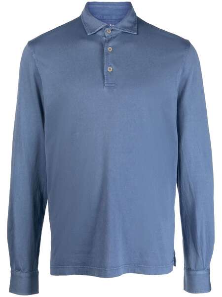  Fedeli Long-sleeve Polo Shirt - Blue 