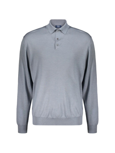  Fedeli Long-sleeved Knit Polo - Grey 
