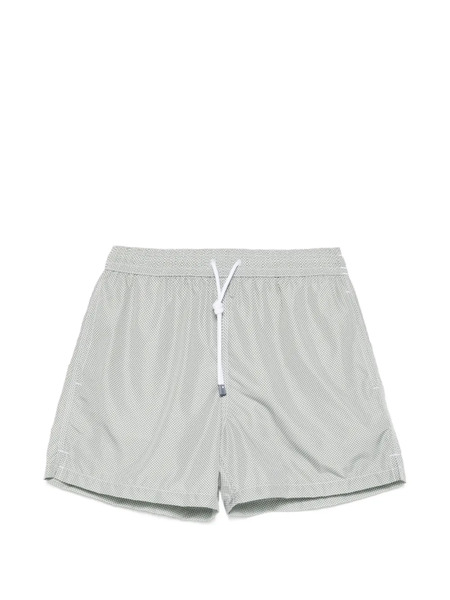  Fedeli Madeira Drawstring Patterned Swim Shorts - Green 