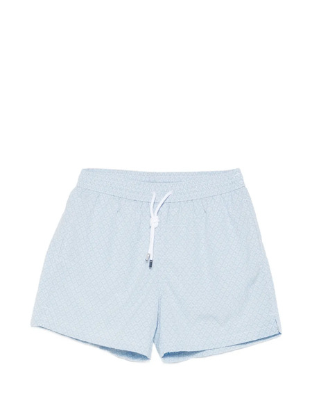  Fedeli Madeira Sakar-patterned Swim Shorts - Blue 
