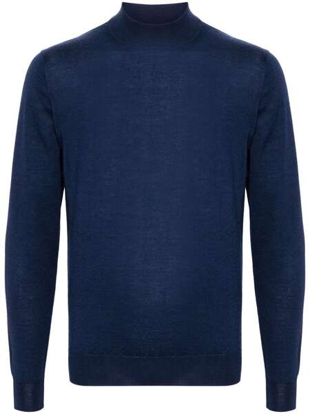  Fedeli Mock Neck Jumper - Blue 