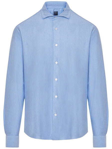  Fedeli Ong-sleeve Poplin Shirt - Blue 