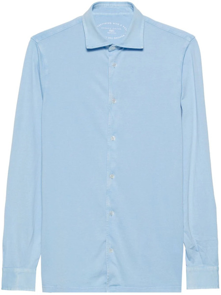  Fedeli Plain Organic-cotton Shirt - Blue 