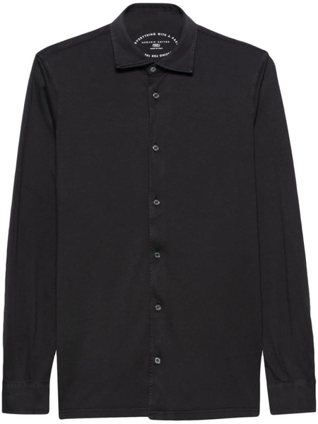 Fedeli Plain Organic-cotton Shirt - Grey 