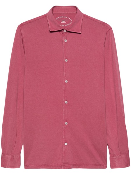  Fedeli Plain Organic-cotton Shirt - Pink 