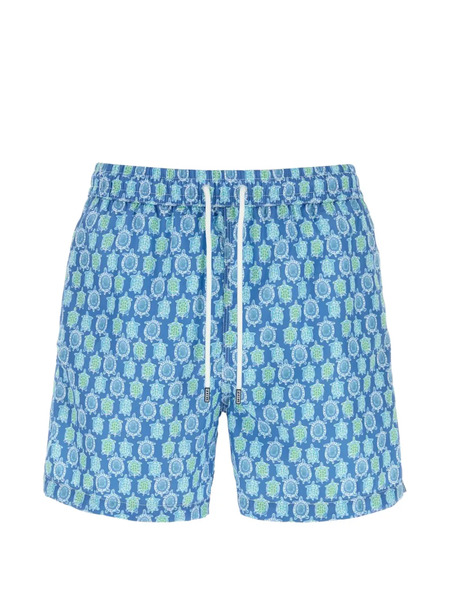  Fedeli Printed Swimming Shorts - Blue 