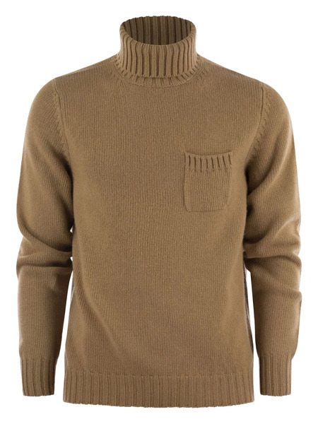  Fedeli Ribbed Pocket Turtleneck Sweater - Brown 