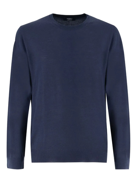  Fedeli Round-neck Long-sleeve Sweater - Blue 