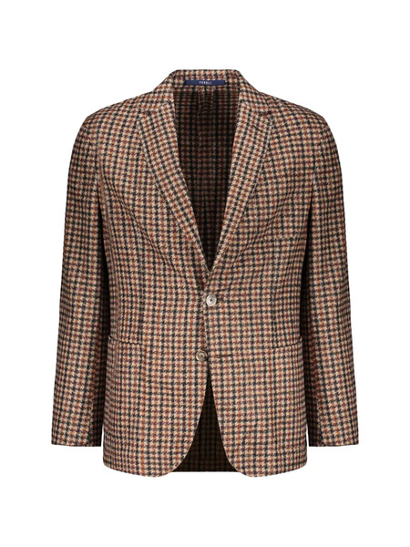  Fedeli Single-breasted Houndstooth Blazer - Brown 
