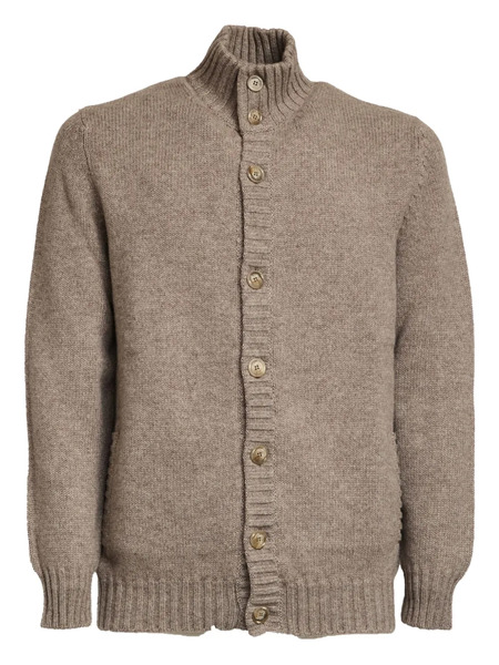  Fedeli Stand Collar Favonius 428 Cardigan - Brown 