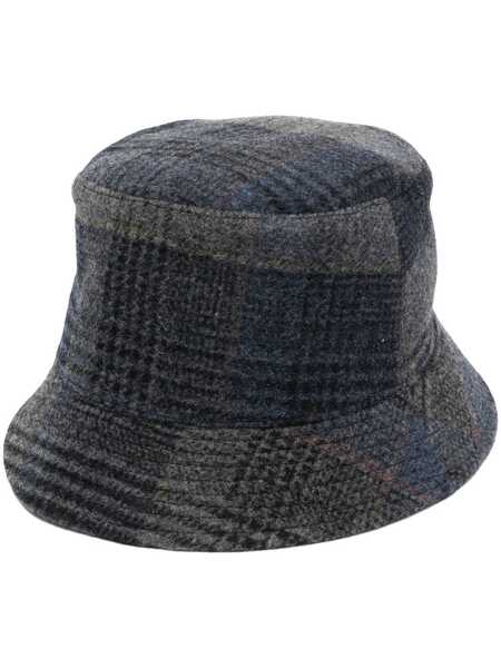  Fedeli Tartan-check Virgin-wool Hat - Blue 