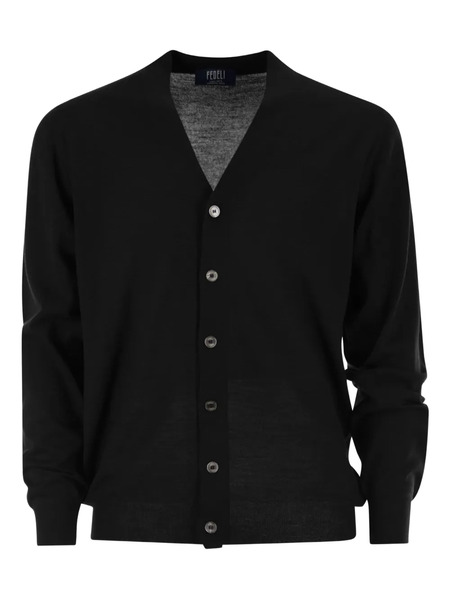  Fedeli V-neck Buttoned Cardigan - Black 