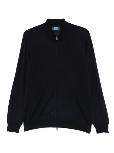  Fedeli Zip-front Panelled Sweater - Blue 