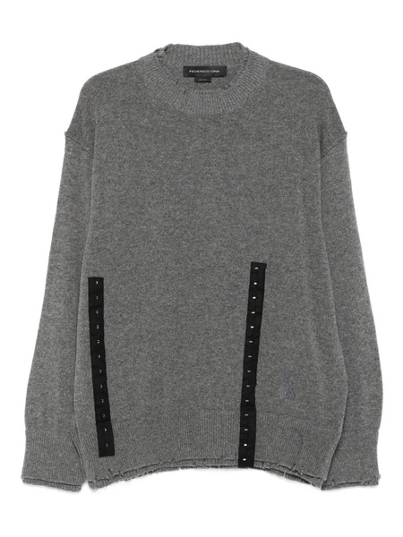  Federico Cina Button-embellished Frayed Sweater - Grey 