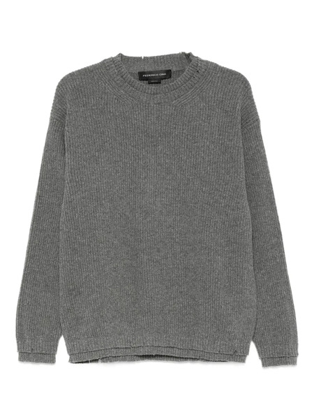  Federico Cina Ribbed Wool Sweater - Grey 