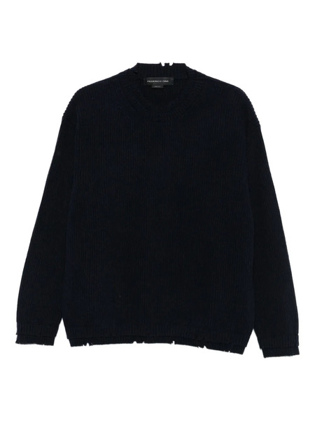  Federico Cina Round-neck Wool Sweater - Blue 