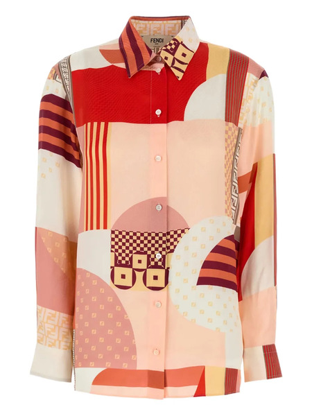  Fendi Abstract-pattern Button-up Shirt - Pink 