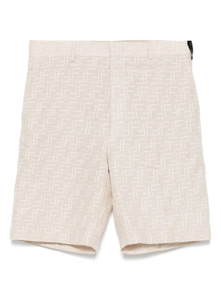  Fendi All-over Ff-jacquard Shorts - Neutrals 