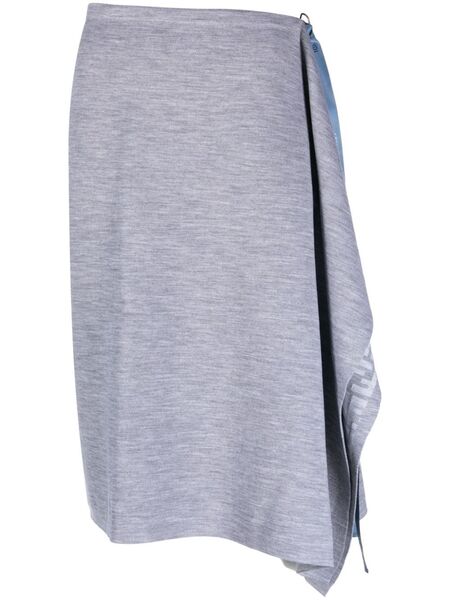  Fendi Asymmetric Knitted Wrap Skirt - Grey 