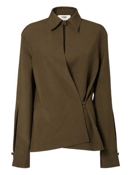  Fendi Asymmetric Wool-mohair Blouse - Green 