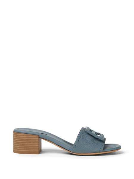  Fendi Baguette Leather Sandals - Blue 