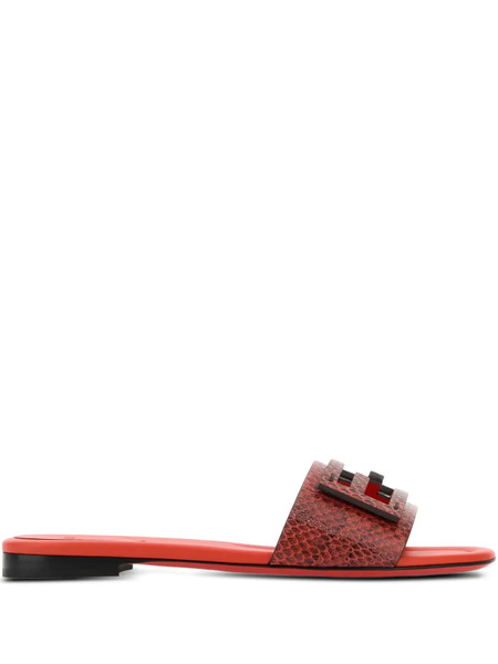  Fendi Baguette Leather Sandals - Red 