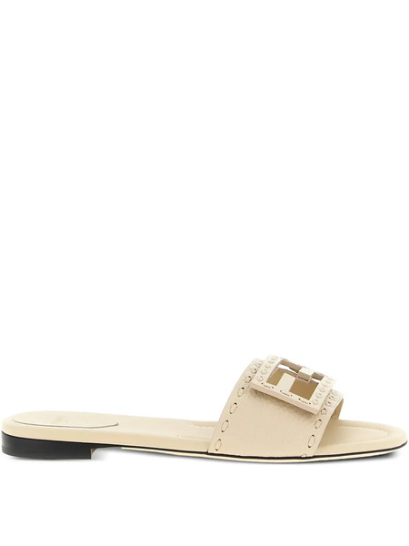  Fendi Baguette Macro-stitching Slides - Neutrals 