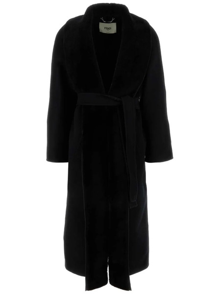 Fendi Belted Coat - Black 