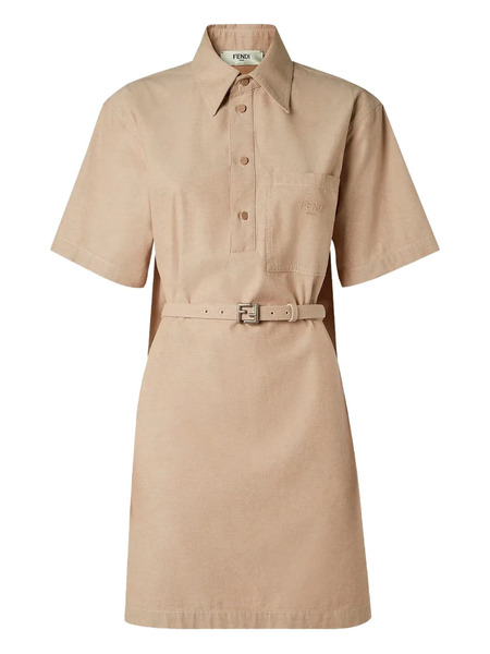  Fendi Belted Mini Dress - Neutrals 